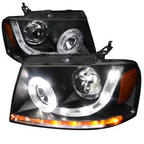 2004-2008 Ford F150 Halo Black Projector Headlights - 2LHP-F15004JM-V2-RS