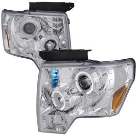 2009-2011 Ford F150 Halo LED Chrome Projector Headlights - 2LHP-F15009-TM