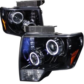 2009-2011 Ford F150 Halo Gloss-Black-Smoke Projector Headlights - 2LHP-F15009G-T