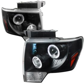 2009-2011 Ford F150 Halo LED Black Projector Headlights - 2LHP-F15009JM-TM