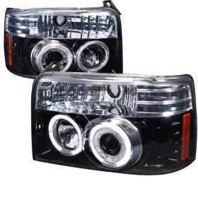1992-1996 Ford F150 Halo Gloss-Black-Smoke Projector Headlights - 2LHP-F15092G-T