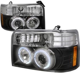 1992-1996 Ford F150 Halo Black Projector Headlights - 2LHP-F15092JM-TM