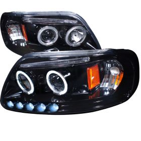 1997-2003 Ford F150 Halo Gloss-Black-Smoke Projector Headlights - 2LHP-F15097G-T