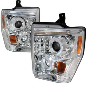 2008-2010 Ford F250 Superduty Halo R8 LED Chrome Projector Headlights - 2LHP-F25