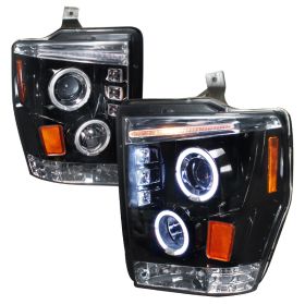 2008-2010 Ford F250 Superduty Halo Gloss-Black-Smoke Projector Headlights - 2LHP