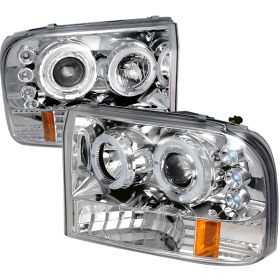 1999-2004 Ford F250 Superduty Halo LED Chrome Projector Headlights - 2LHP-F25099