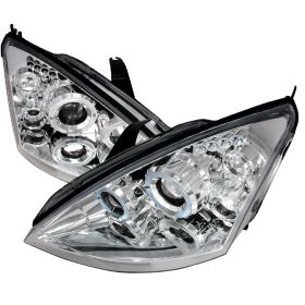 2000-2004 Ford Focus Halo LED Chrome Projector Headlights - 2LHP-FOC00-TM