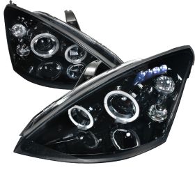 2000-2004 Ford Focus Halo Gloss-Black-Smoke Projector Headlights - 2LHP-FOC00G-T