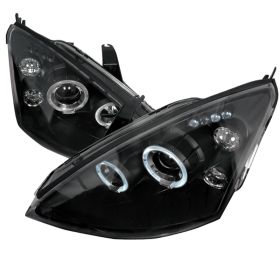 2000-2004 Ford Focus Halo LED Black Projector Headlights - 2LHP-FOC00JM-TM