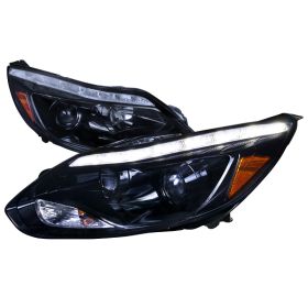 2012-2014 Ford Focus LED DGloss-Black-Smoke Projector Headlights - 2LHP-FOC12G-T