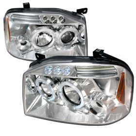 2001-2004 Nissan Frontier Halo LED Chrome Projector Headlights - 2LHP-FRO01-TM