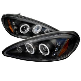 1999-2005 Pontiac Grand AM Halo LED Black Projector Headlights - 2LHP-GAM99JM-TM