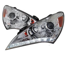 2010-2012 Hyundai Genesis LED DRL Chrome Projector Headlights - 2LHP-GENS210-TM