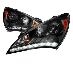 2010-2012 Hyundai Genesis LED DRL Black Projector Headlights - 2LHP-GENS210JM-V2
