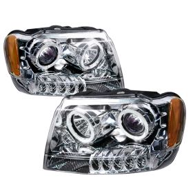 1999-2004 Jeep Grand Cherokee Chrome Halo Projector Headlights - 2LHP-GKEE99-KS