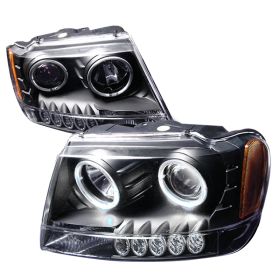 1999-2004 Jeep Grand Cherokee Black Halo Projector Headlights - 2LHP-GKEE99JM-KS