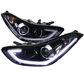 2011-2013 Hyundai Elantra LED DGloss-Black-Smoke Projector Headlights - 2LHP-HTR