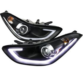 2011-2013 Hyundai Elantra DRL Black Projector Headlights - 2LHP-HTRA11JM-TM