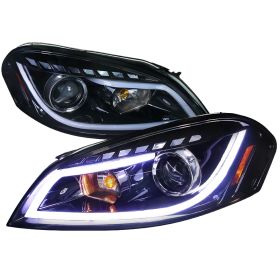 2006-2012 Chevy Impala DRL Gloss-Black-Smoke Projector Headlights - 2LHP-IPA06G-