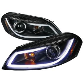 2006-2012 Chevy Impala DRL Black Projector Headlights - 2LHP-IPA06JM-TM