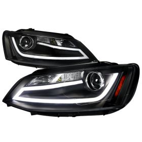 2011-2012 VW Jetta DRL Black Projector Headlights - 2LHP-JET11JM-TM