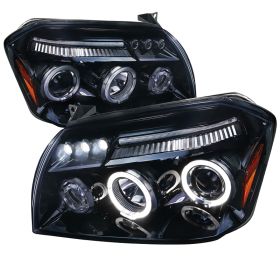 2005-2007 Dodge Magnum Halo LED Gloss-Black-Smoke Projector Headlights - 2LHP-MA