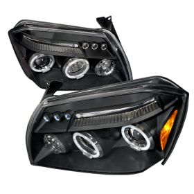 2005-2007 Dodge Magnum Halo LED Black Projector Headlights - 2LHP-MAG05JM-TM