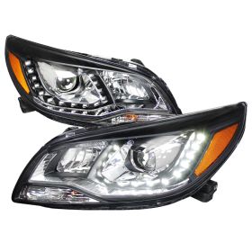 2013-2015 Chevy Malibu LED DRL Black Projector Headlights - 2LHP-MBU11JM-RS