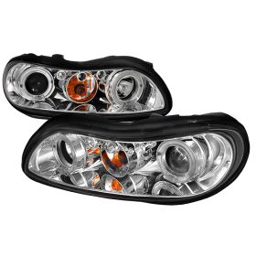 1999-2003 Chevy Malibu Halo LED Chrome Projector Headlights - 2LHP-MBU99-TM