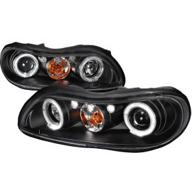 1999-2003 Chevy Malibu Halo LED Black Projector Headlights - 2LHP-MBU99JM-TM