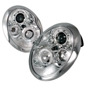 2002-2005 Mini Cooper Halo LED Chrome Projector Headlights - 2LHP-MINI01-TM