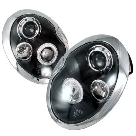 2002-2005 Mini Cooper Halo LED Black Projector Headlights - 2LHP-MINI01JM-TM