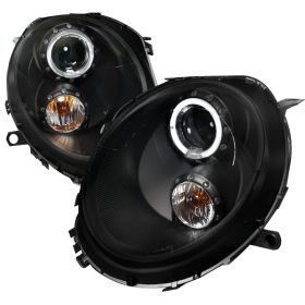 2007-2012 Mini Cooper 2DR Halo Black Projector Headlights - 2LHP-MINI06JM-TM