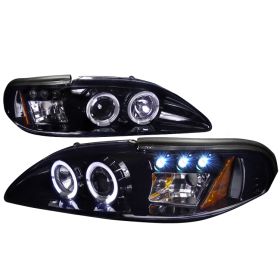 1994-1998 Ford Mustang Halo Gloss-Black-Smoke Projector Headlights - 2LHP-MST94G