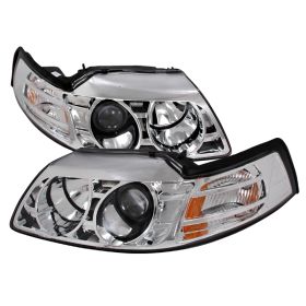 1999-2004 Ford Mustang Chrome Halo Projector Headlights - 2LHP-MST99-KS