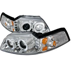 1999-2004 Ford Mustang Halo LED Chrome Projector Headlights - 2LHP-MST99-TM