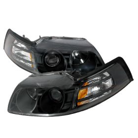 1999-2004 Ford Mustang Black Halo Projector Headlights - 2LHP-MST99JM-KS