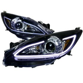 2010-2013 Mazda 3 DRL LED Black Projector Headlights - 2LHP-MZ310G-TM