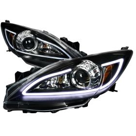 2010-2013 Mazda 3 DRL Black Projector Headlights - 2LHP-MZ310JM-TM