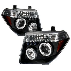2005-2007 Nissan Pathfinder Halo LED Black Projector Headlights - 2LHP-PATH05JM-