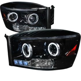 2006-2008 Dodge Ram Halo Gloss-Black-Smoke Projector Headlights - 2LHP-RAM06G-TM