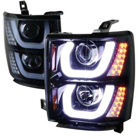 2014-2016 Chevy Silverado Smoke LED Projector Headlights - 2LHP-SIV14G-TM