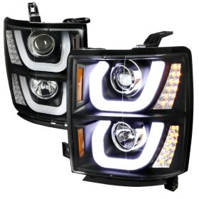 2014-2016 Chevy Silverado Black LED Projector Headlights - 2LHP-SIV14JM-TM