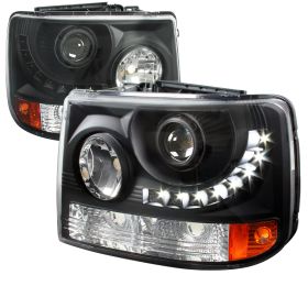 1999-2002 Chevy Silverado Black LED Projector Headlights - 2LHP-SIV991PCJM-RS