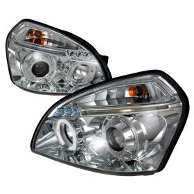 2004-2007 Hyundai Tucson Chrome Halo LED Projector Headlights - 2LHP-TUC04-TM