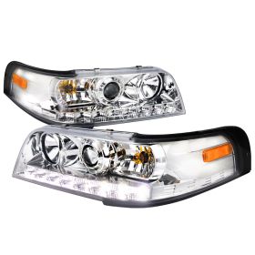 1998-2011 Ford Crown Victoria Chrome LED Projector Headlights - 2LHP-VIC98-TM