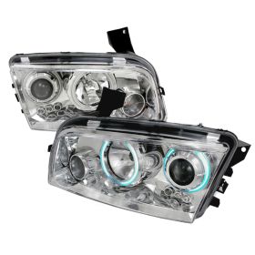 2006-2010 Dodge Charger Chrome CCFL Halo Projector Headlights - 3LHP-CHG05-KS