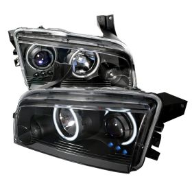 2006-2010 Dodge Charger Black CCFL Halo Projector Headlights - 3LHP-CHG05JM-KS