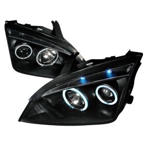 2005-2007 Ford Focus Black CCFL Halo Projector Headlights - 3LHP-FOC05JM-KS