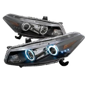 2008-2009 Honda Accord 2DR Black CCFL Halo Projector Headlights - 4LHP-ACD082JM-KS